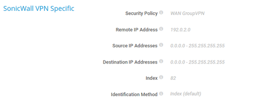 SonicWall VPN Specific